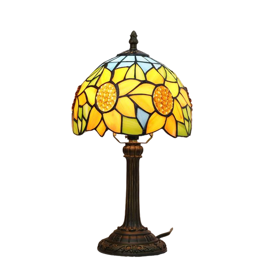 Tiffany Blå Solros med Pärlor Bordslampa 20cm x 36.5cm